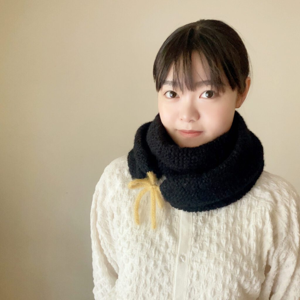 レッスン作品　モデル着用マフラー